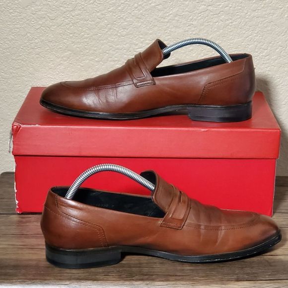 Hugo Boss Square Loafer‎ Dark Brown Leather Mens Size 8.5 - Picture 2 of 6